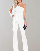 Layla - Luxuriöser Jumpsuit mit Schleifengürtel und Glitzerdetail