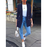 April – Mittellanger, einfarbiger Damenblazer