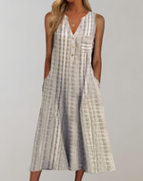 Gerda - Damen V-Ausschnitt ärmelloses Maxikleid