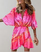 Agnes - Women Fashion Print Fledermausärmel