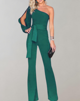 Layla - Luxuriöser Jumpsuit mit Schleifengürtel und Glitzerdetail