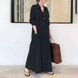 Eudora – locker geschnittenes, schlichtes Blusenkleid mit langen Ärmeln