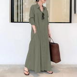 Eudora – locker geschnittenes, schlichtes Blusenkleid mit langen Ärmeln