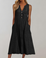 Gerda - Damen V-Ausschnitt ärmelloses Maxikleid