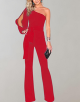 Layla - Luxuriöser Jumpsuit mit Schleifengürtel und Glitzerdetail