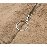 Elegante Teddyjacke mit Reißverschluss und Kragen für Damen