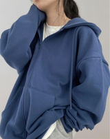 Zuzanna - Herbst Retro solide Farbe Reißverschluss