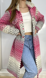 Rea - Bunter Bubble-Mantel aus grobem Strick | Übergroße Strickjacke mit mehrfarbigem Farbverlauf
