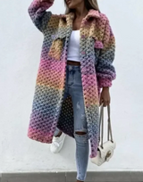 Rea - Bunter Bubble-Mantel aus grobem Strick | Übergroße Strickjacke mit mehrfarbigem Farbverlauf