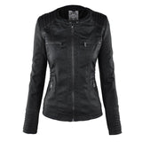 Damen Biker-Jacke aus Kunstleder – Stylische Jacke mit Kapuze und Reißverschlüssen, ideal für Herbst und Frühjahr