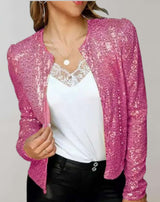 Claire - Glänzender und glitzernder offener Pullover Sweater