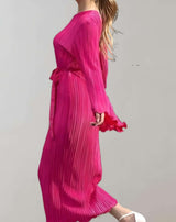 Chelsea - Tailliertes langes Kleid mit Falten