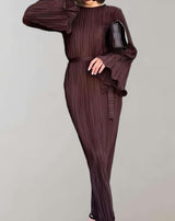 Chelsea - Tailliertes langes Kleid mit Falten