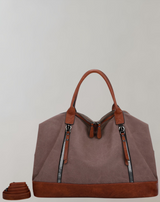 Sanya - Zweifarbige Reisetasche aus Leder | Hochwertige Umhängetasche mit Reißverschluss