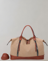 Sanya - Zweifarbige Reisetasche aus Leder | Hochwertige Umhängetasche mit Reißverschluss