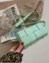 Xia - Geblockte Umhängetasche Vegan Leder Damen | Geflochtene Tasche Frauen