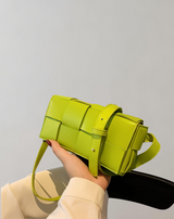 Xia - Geblockte Umhängetasche Vegan Leder Damen | Geflochtene Tasche Frauen