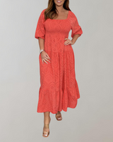 Tya - Midikleid mit Ösen für Damen | leichtes und atmungsaktives Sommerkleid