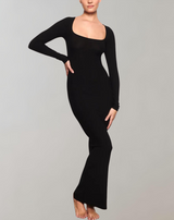 Amanda - Maxikleid Langärmelig Schick | Abendkleid mit Sexy Ausschnit