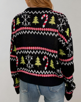 Cristina - Schwarzer gestrickter Rundhalspullover