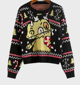 Cristina - Schwarzer gestrickter Rundhalspullover