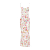 Fiona - Satin Midikleid mit Floralem Bustier