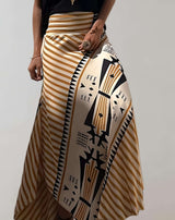 Emilia - Hoch taillierter und langer Rock mit zufälligem Musterdruck Rock