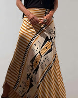 Emilia - Hoch taillierter und langer Rock mit zufälligem Musterdruck Rock