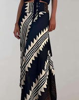 Emilia - Hoch taillierter und langer Rock mit zufälligem Musterdruck Rock