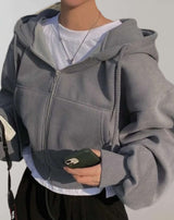 Erica - Übergroße Jacke mit Reißverschluss und Seitentaschen Jacke