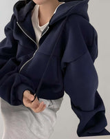 Erica - Übergroße Jacke mit Reißverschluss und Seitentaschen Jacke