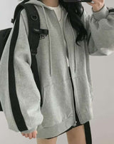 Erica - Übergroße Jacke mit Reißverschluss und Seitentaschen Jacke