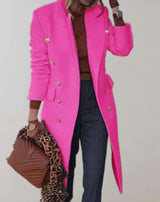 Eva - Lange gut sitzende Manteljacke mit großen goldenen Knöpfen Jacke