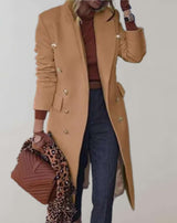 Eva - Lange gut sitzende Manteljacke mit großen goldenen Knöpfen Jacke