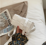 Xia - Geblockte Umhängetasche Vegan Leder Damen | Geflochtene Tasche Frauen