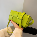 Xia - Geblockte Umhängetasche Vegan Leder Damen | Geflochtene Tasche Frauen