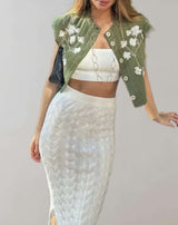 Jazz - Kurzes grünes ärmelloses Strickhemd