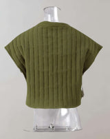 Jazz - Kurzes grünes ärmelloses Strickhemd