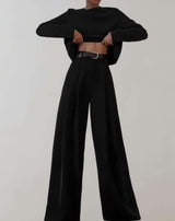 Joana - Hose mit hohem Bund weitem Bein und Seitentaschen Hose