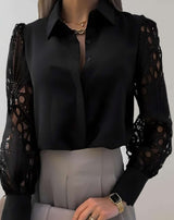 Kesha - Geknöpftes Poloshirt mit Hohlstickerei