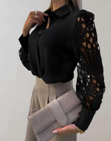 Kesha - Geknöpftes Poloshirt mit Hohlstickerei