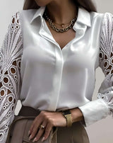 Kesha - Geknöpftes Poloshirt mit Hohlstickerei