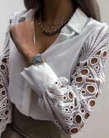 Kesha - Geknöpftes Poloshirt mit Hohlstickerei