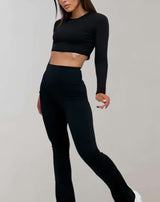 Natasha - Schwarze Hose mit hohem Bund und breiten Enden Hose