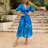 Gein - Charmantes Blumenkleid mit V-Ausschnitt
