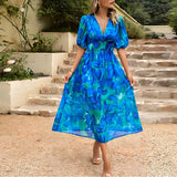 Gein - Charmantes Blumenkleid mit V-Ausschnitt