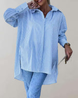 Sandra - Blaues Poloshirt in Übergröße