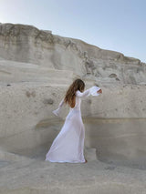 Celine - Luxus Maxikleid Kleid mit langen Ärmeln Weiß | Vintage Sommerkleid | Zeitlos design