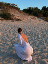 Celine - Luxus Maxikleid Kleid mit langen Ärmeln Weiß | Vintage Sommerkleid | Zeitlos design