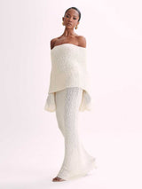 Marissa - Schulterfreies Maxikleid | Schickes Handgewebtes Sommerkleid